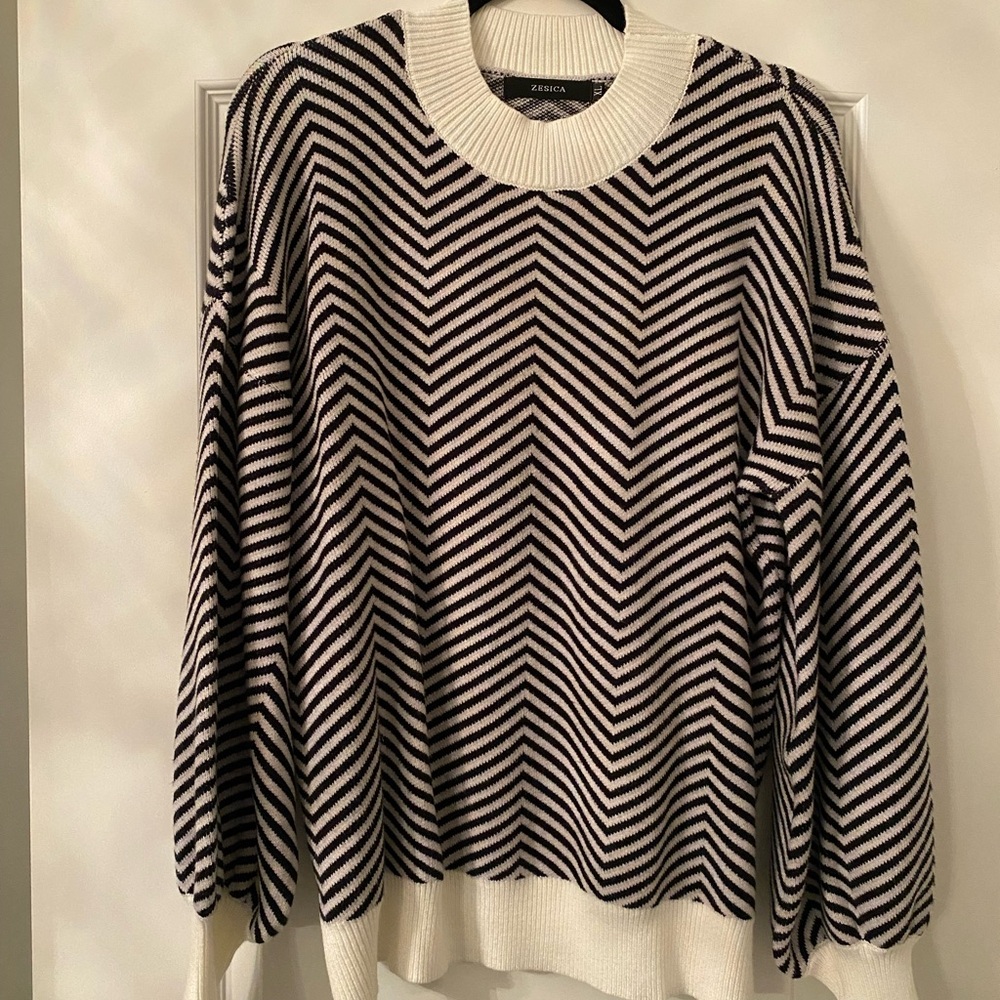 Macy's Black and White Chevron Sweater